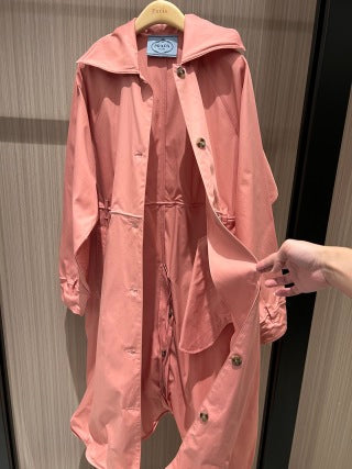 Prada 25 Long Coat Beige and Pink Cotton
