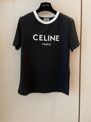 Celine T-shirt Red Black White Cotton