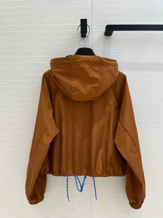 Prada 25 Hooded Jacket and Short Set Brown Polyester