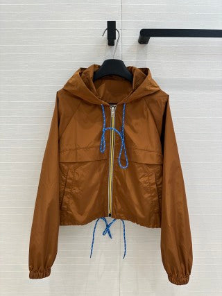 Prada 25 Hooded Jacket and Short Set Brown Polyester