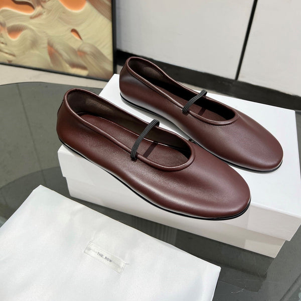 The Row Elastic Ballet Slipper In Dark Burgundy Calfskin 455035