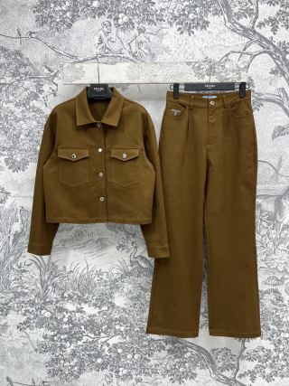 Prada 25 set Pink and Brown Cotton