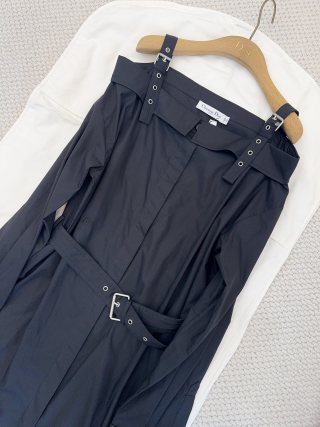 CD 25 Off-shoulder Shirt Dress Black White Cotton