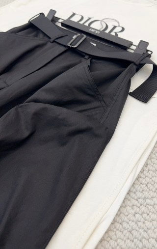 CD 25 Belt Pant Black and Beige Nylon Polyester