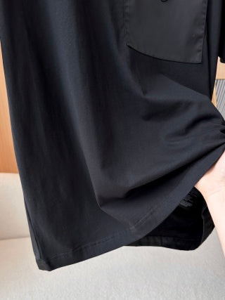 Prada Short Sleeves with Pocket Triangle Logo T-shirt Black Cotton