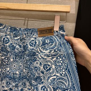 CD Butterfly Print Denim Set Blue White Cotton