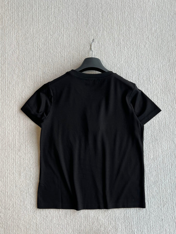 YSL 25 Letter Logo Short Sleeves T-shirt Black and White Cotton
