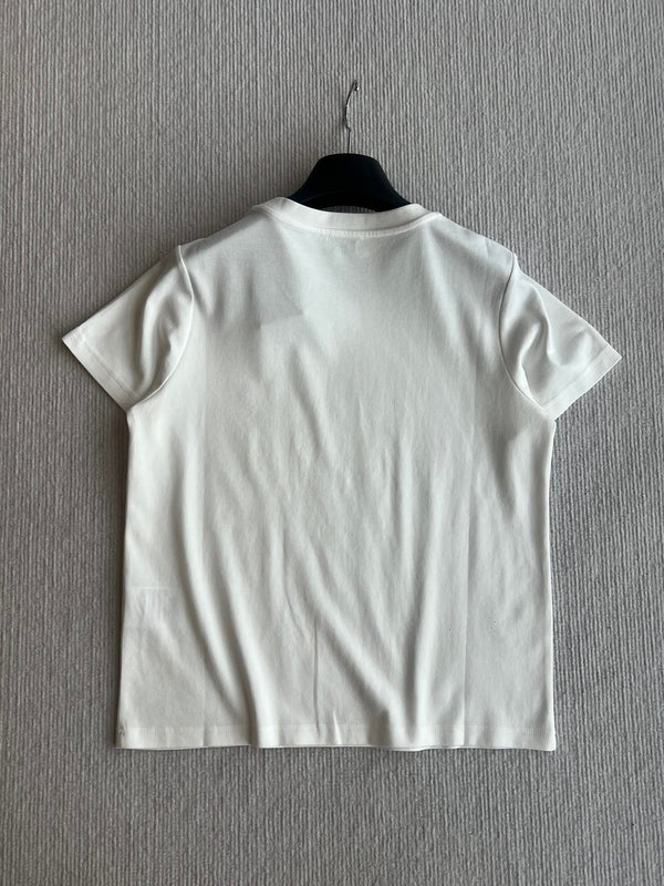 YSL 25 Letter Logo Short Sleeves T-shirt Black and White Cotton