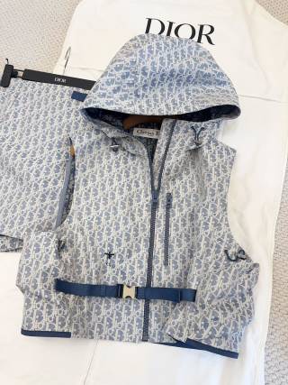 CD 25 Monogram Set Blue Jacquard Fabric