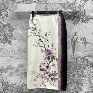 Gonna lunga con stampa floreale CD 25 in poliestere beige