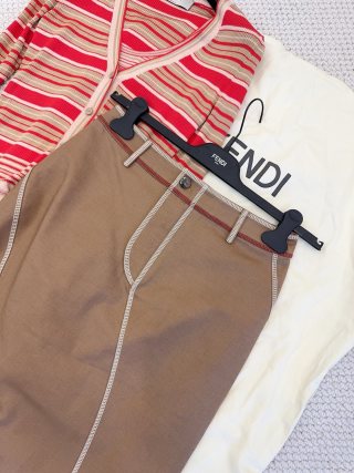 Fendi 25 Hip Skirt Khaki Cotton