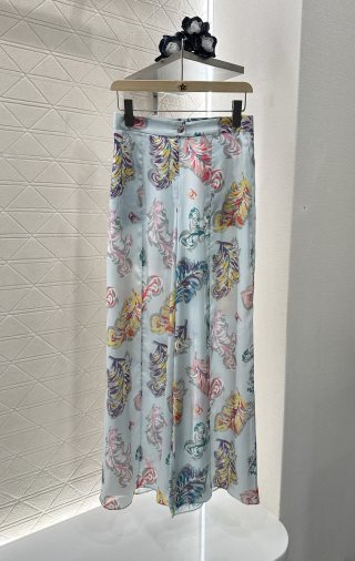 CC Long Floral Pant Blue mix Colors Silk Cotton