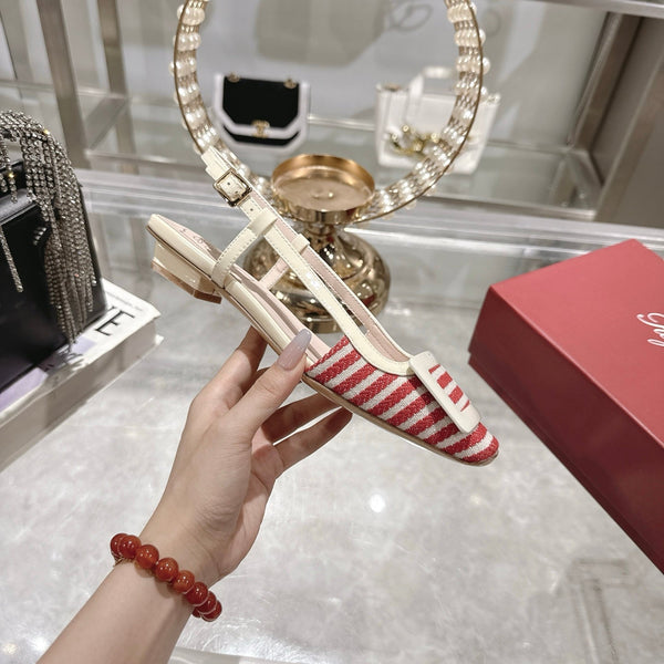 Viv 25 Sling Back Red Floral Cloth Leather 355487