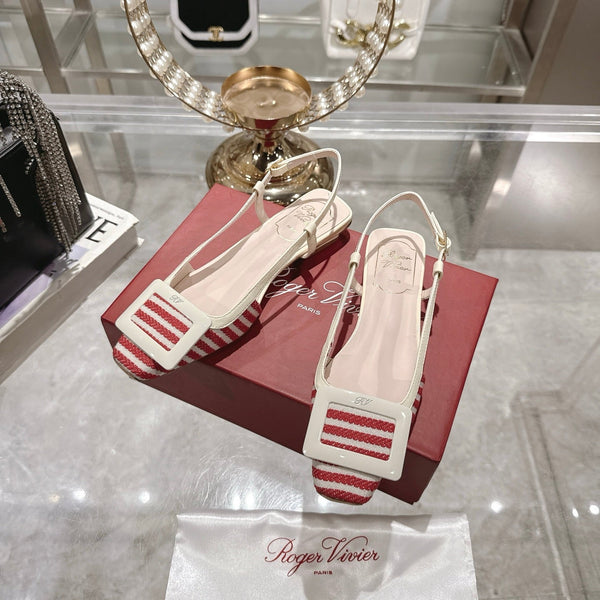 Viv 25 Sling Back Red Floral Cloth Leather 355487