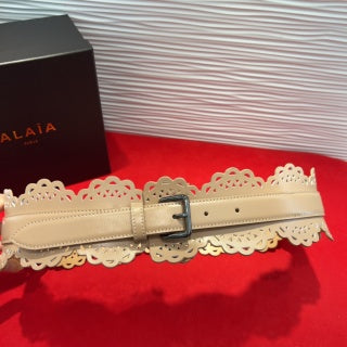 Alaia Belt Beige Soft Cowhide