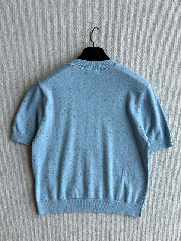 CC 25A Short-Sleeves Top Baby Blue Cashmere