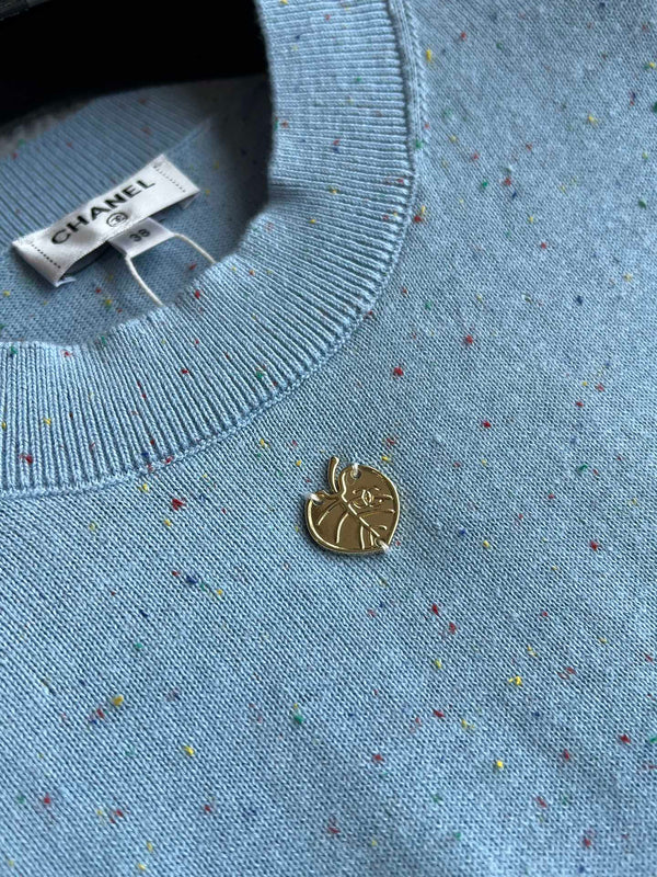 CC 25A Short-Sleeves Top Baby Blue Cashmere