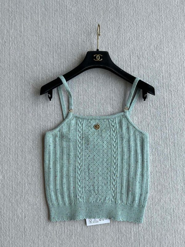 CC 25A Tank Top Mint Green Wool Gold Leaf