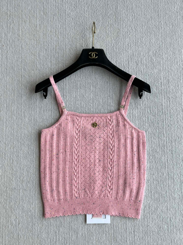CC 25A Tank Top Pink Wool Gold Leaf