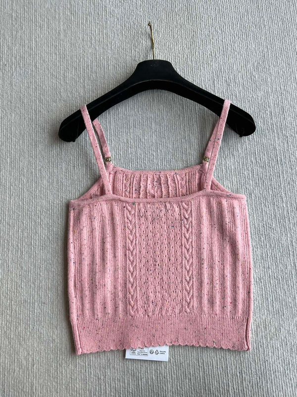 CC 25A Tank Top Pink Wool Gold Leaf