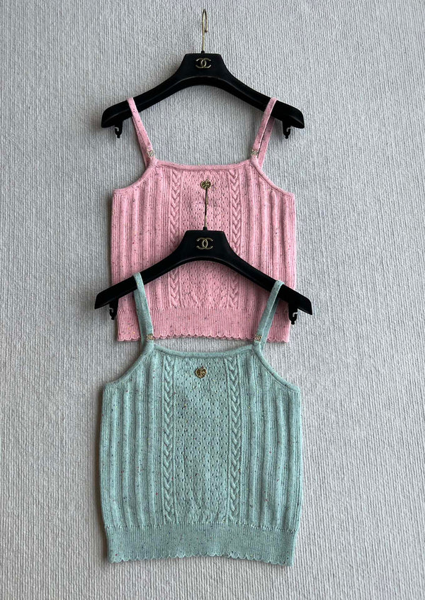 CC 25A Tank Top Pink Wool Gold Leaf