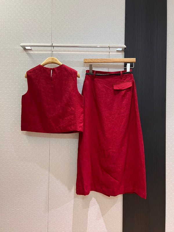 Loewe Set Red And Beige Linen