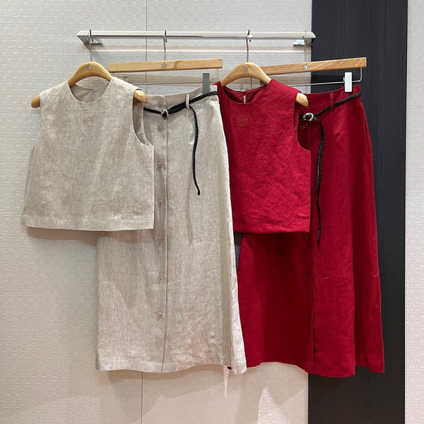 Loewe Set Red And Beige Linen