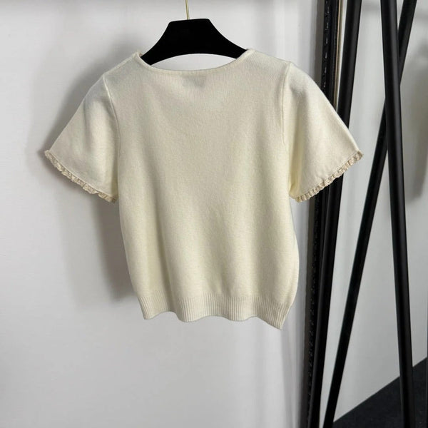MIUMIU SHORT-SLEEVE KNIT TOP STYLE 381