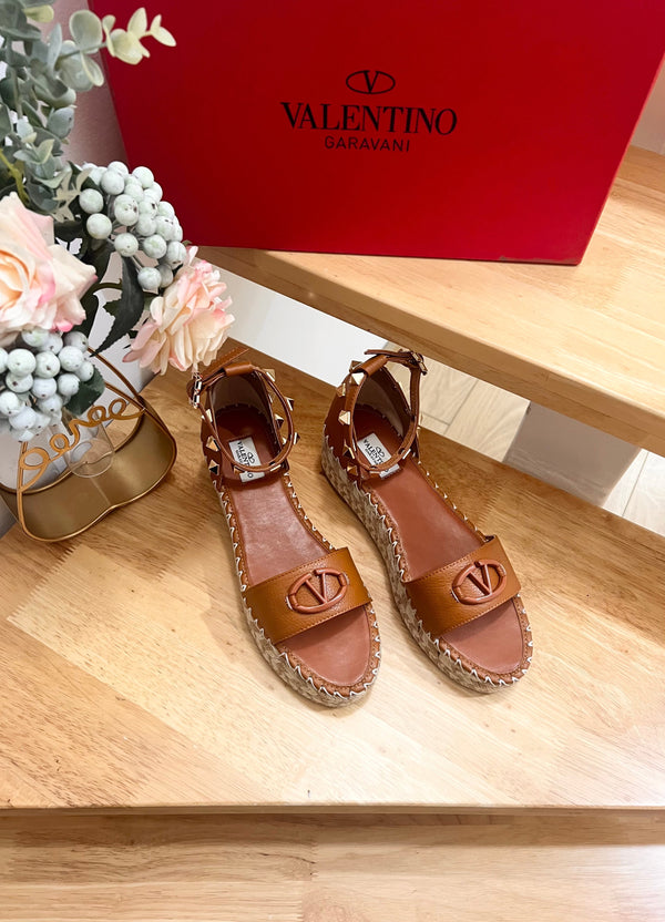 Valentino 25 Platform Sandal Brown Leather 240602