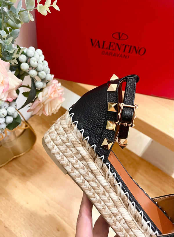 Valentino 25 Platform Sandal Black Leather 240600
