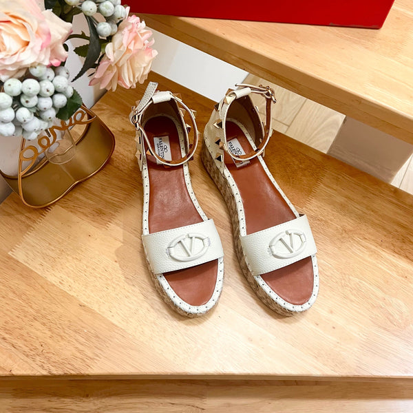 Valentino 25 Platform Sandal White Leather 240601