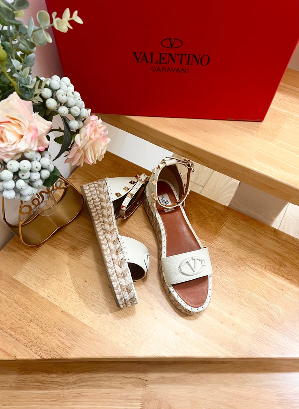 Valentino 25 Platform Sandal White Leather 240601