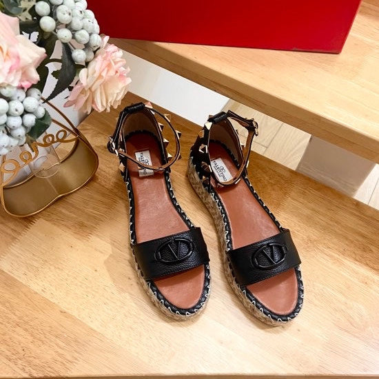 Valentino 25 Platform Sandal Black Leather 240600