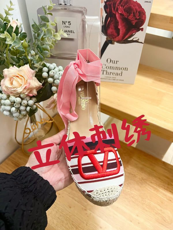 Valentino Espadrille Wedges Multicolor Canvas 240575
