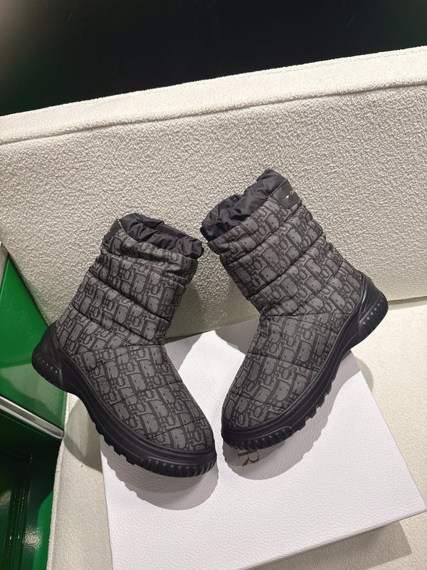 Dior 2025 Frost Ankle Boot Black Gray Frabic Calfskin Wool 507567