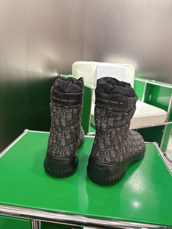 Dior 2025 Frost Ankle Boot Black Gray Frabic Calfskin Wool 507567