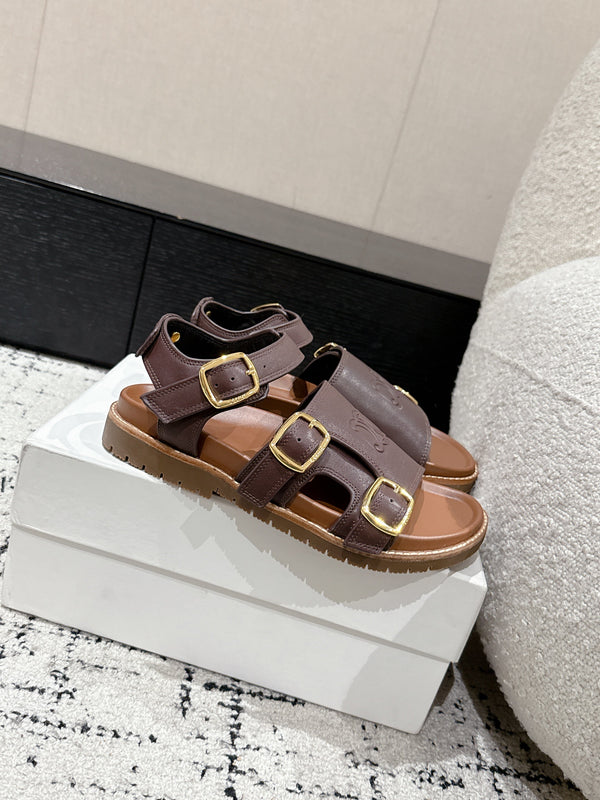 CELINE 25C Dad Sandal Mule Hickory Brown Cowhide 232352