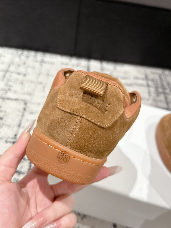 CELINE 25C Huntington Low Top Sneaker Copper Brown Suede 232345