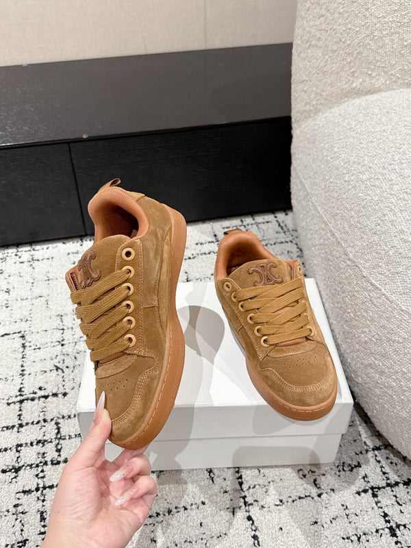 CELINE 25C Huntington Low Top Sneaker Copper Brown Suede 232345
