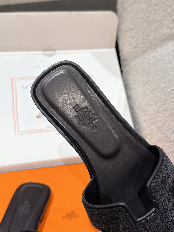 Sandalo HM 25 Oran Glitter in pelle di vitello nera