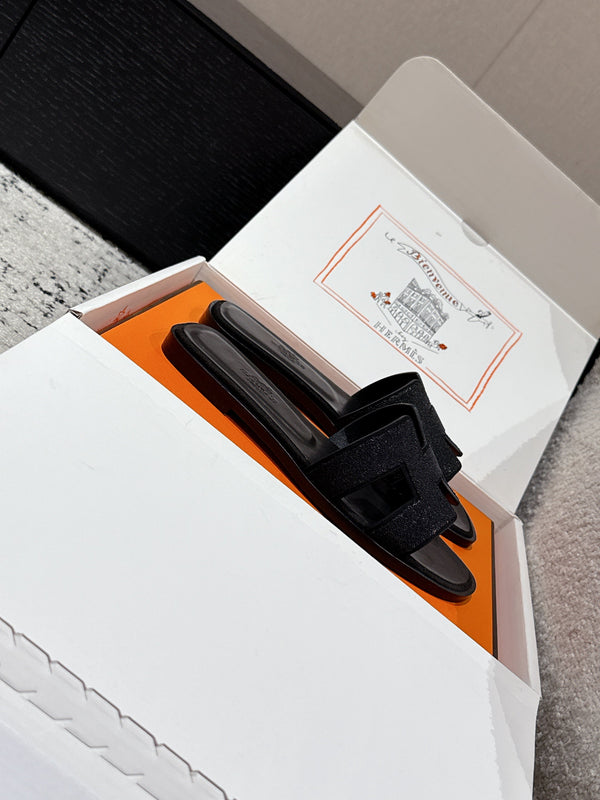 Sandalo HM 25 Oran Glitter in pelle di vitello nera