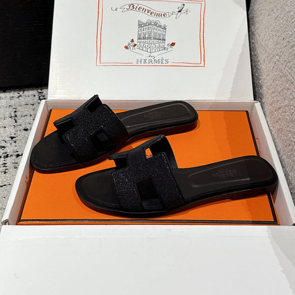 Sandalo HM 25 Oran Glitter in pelle di vitello nera