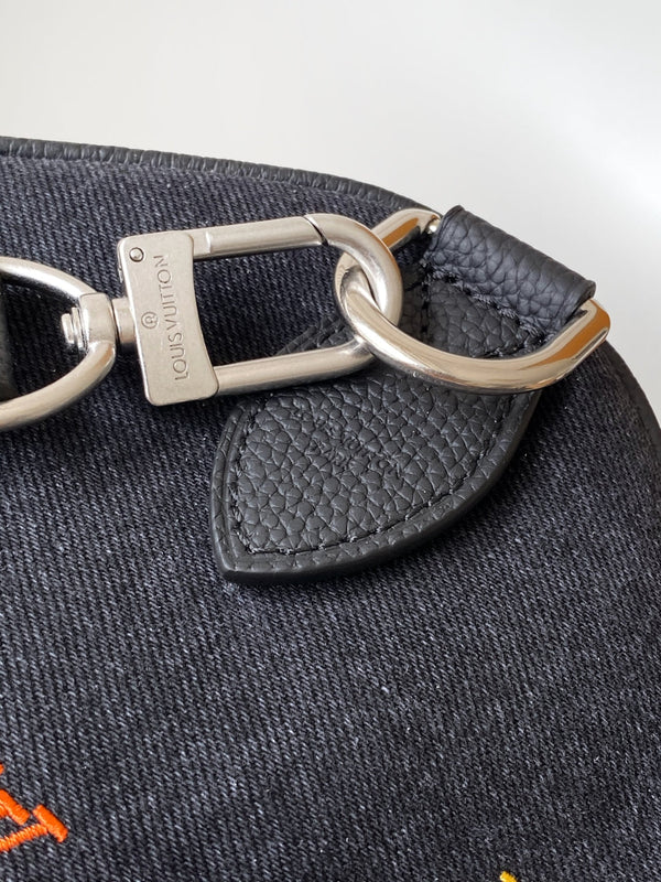 LV Speedy 40 Bandoulière Bag Black Denim Leather 252470