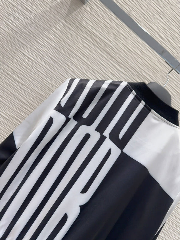 CD 25 Baseball Jacket Black White Polyester