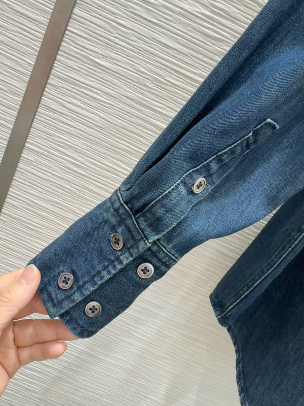 Miu Miu 25 Denim Shirt Blue Cotton Polyester