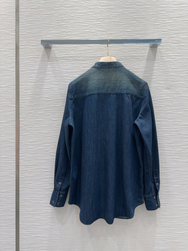 Miu Miu 25 Denim Shirt Blue Cotton Polyester