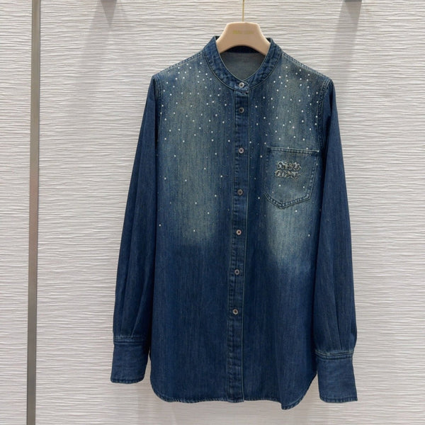 Miu Miu 25 Denim Shirt Blue Cotton Polyester