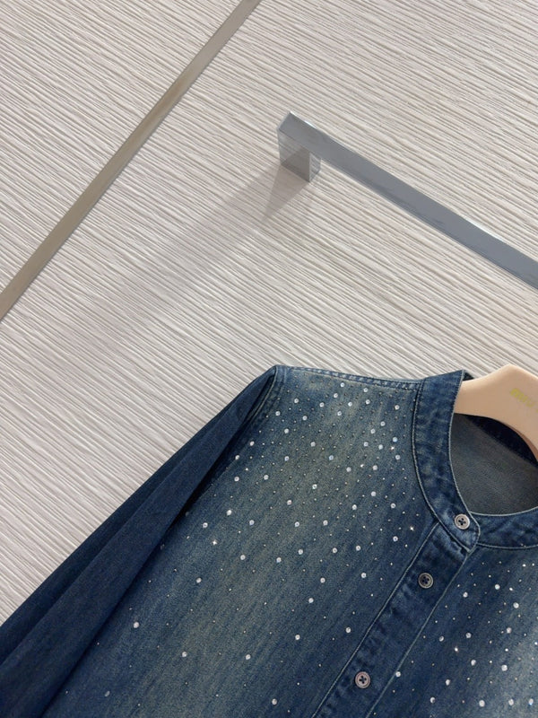 Miu Miu 25 Denim Shirt Blue Cotton Polyester