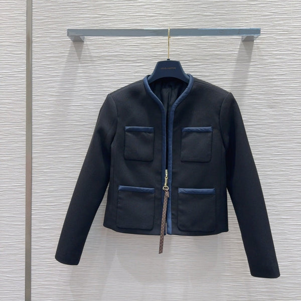 LV 25 Jacket Black Blue Polyester Wool