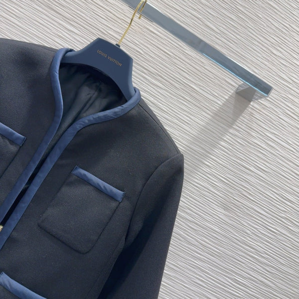 LV 25 Jacket Black Blue Polyester Wool